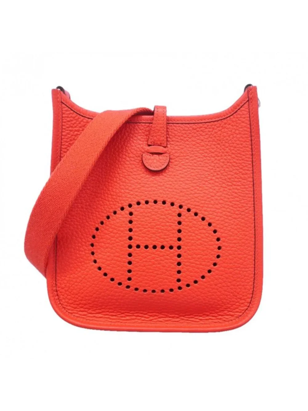 Hermes Shoulder Bag Evelyne TPM Taurillon Clemence Rouge Pivoine Silver